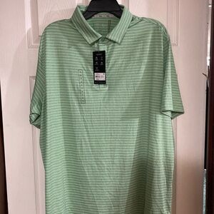 Walter Hagen Performance Golf Polo Mens XL Green Stripe Moisture Wicking UPF 50+